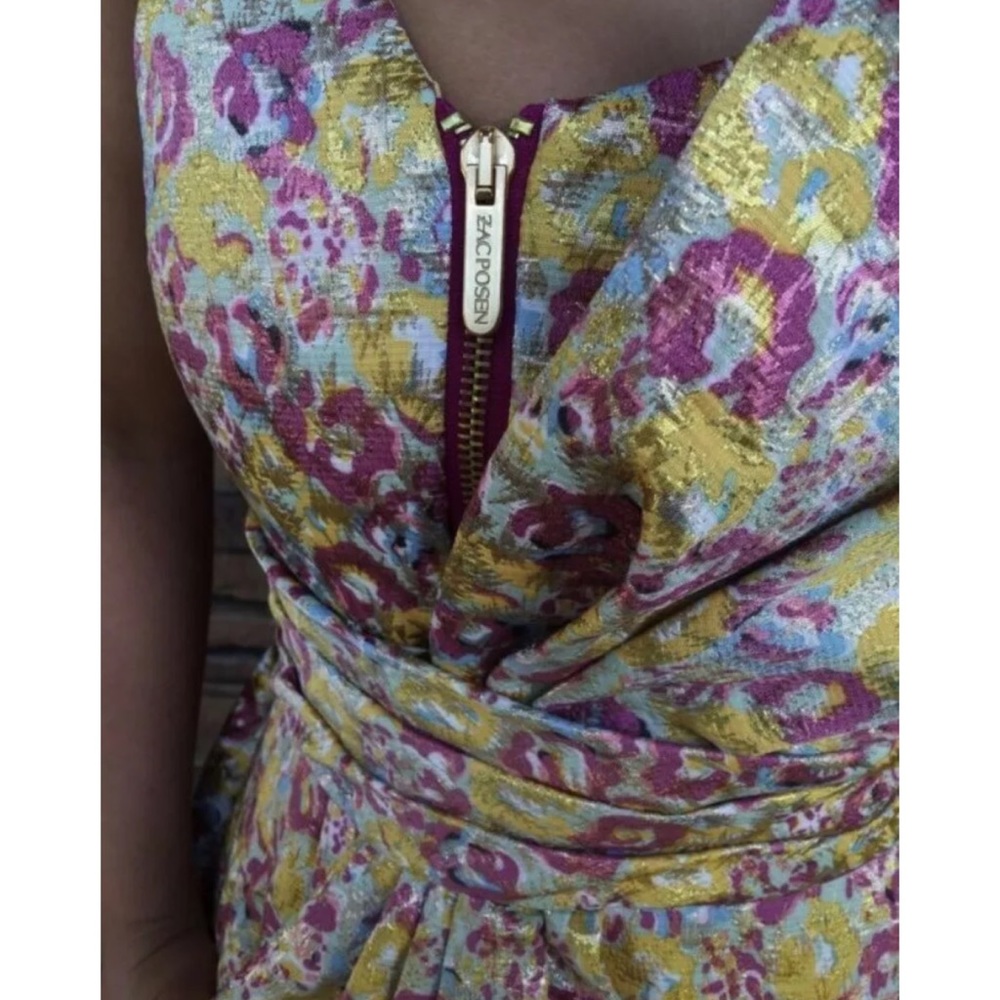 NWT ZAC POSEN Floral Brocade Bow Sleeveless Dress - Picture 7 of 8